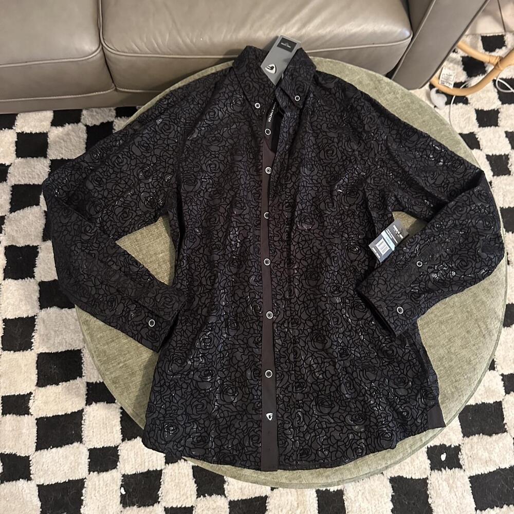 NWT Black Pattern Button Down